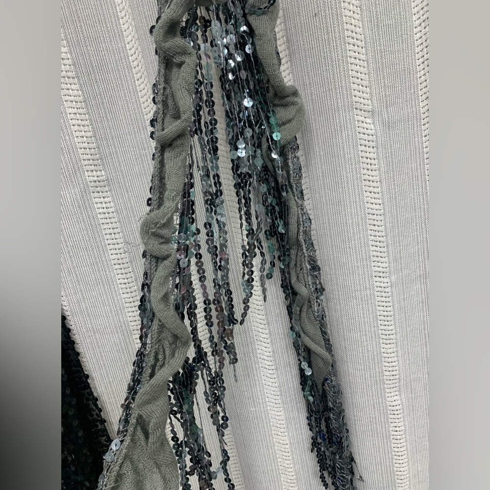 Set of 2 Sequin Mesh Crochet Scarfs Wraps Fringe Y2K - Picture 2 of 6